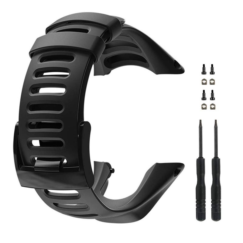 Picowe Watch Band Strap, All Black Replacement Strap Compatible with Suunto Ambit 1/2/2S/2R/3 Sport/3 Run/3 Peak (With Screws) - Image 1
